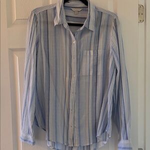 Lucky Brand Men's Light Blue and White Striped Shirt